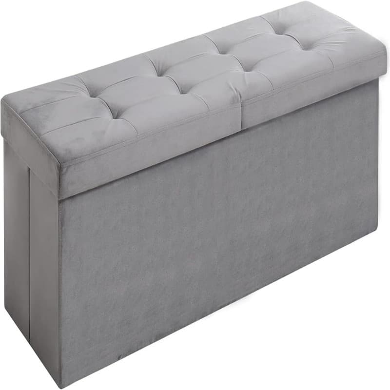 Storage Ottoman Bench Foldable Velvet