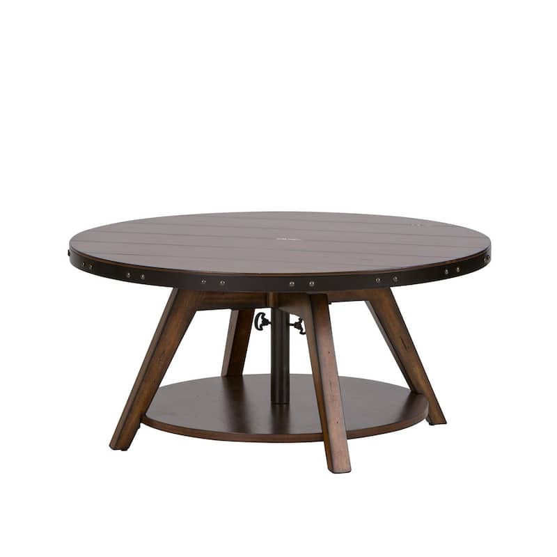 Aspen Skies Russet Brown Cocktail Table with Adjustable Height Pine Wood Top