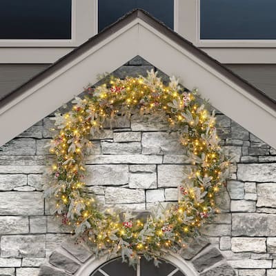 Puleo International 60 in Pre-Lit Glitter Wreath
