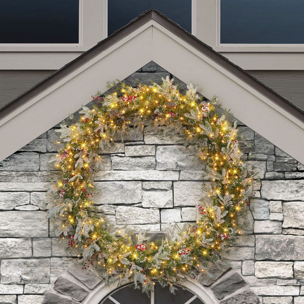Puleo International 60 in Pre-Lit Glitter Wreath