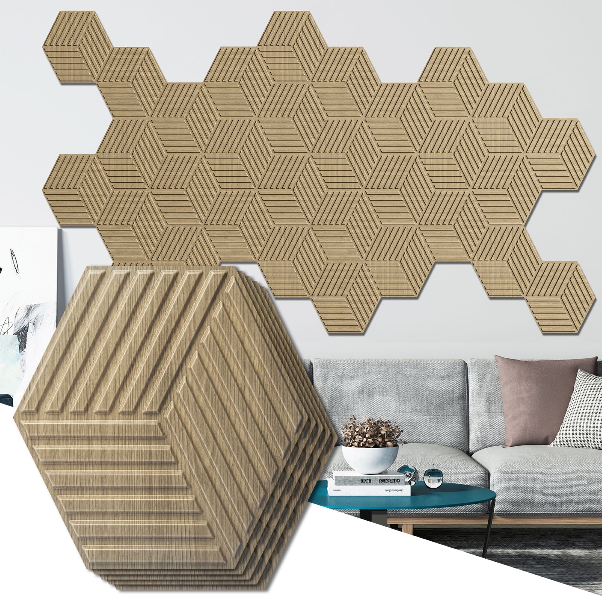 Art3d 11.9''X11.9'' PVC 3D Wall Panels for Interior Wall Decor, Textured Accent Wall Panrling,33-Pack,32 sqft