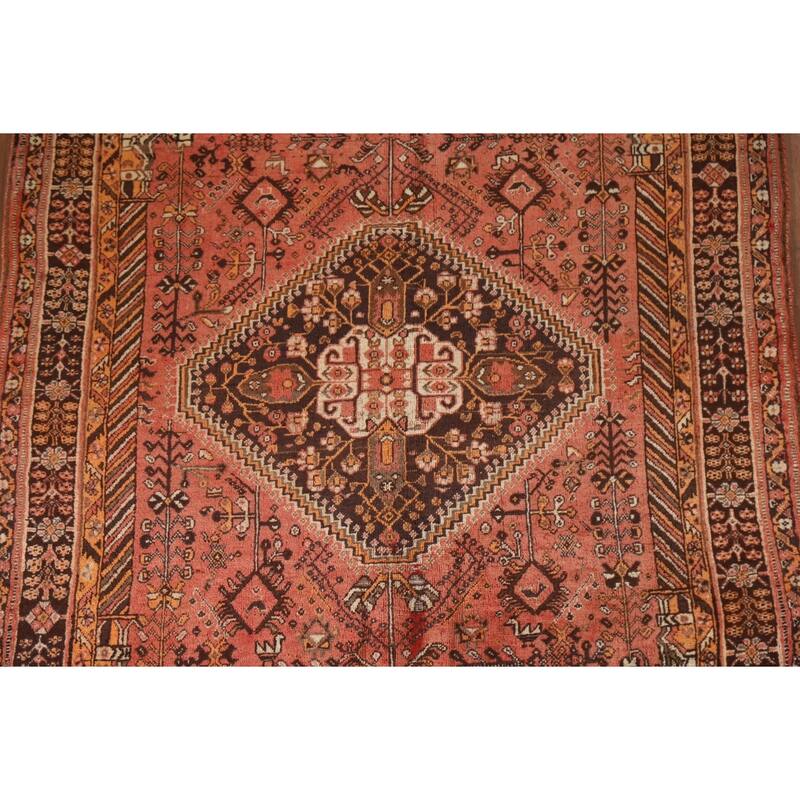 Handmade Vegetable Dye Shiraz Persian Vintage Area Rug - 5'1"x 7'10"
