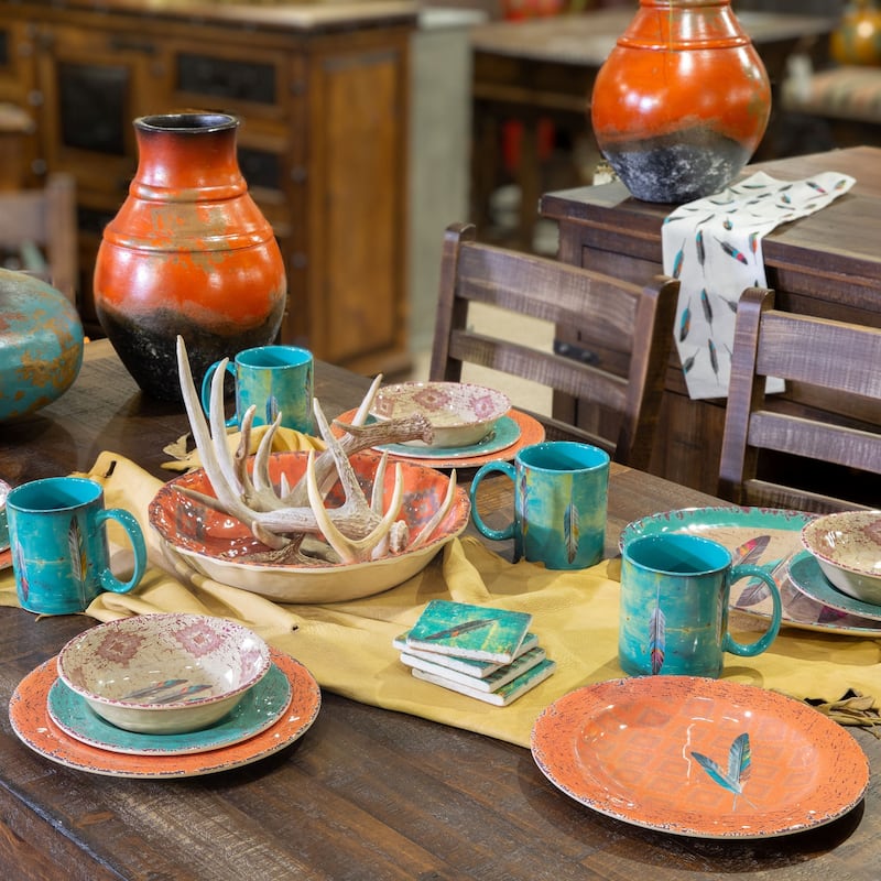 HiEnd Accents Feather Design Melamine Bowl, 4 PC