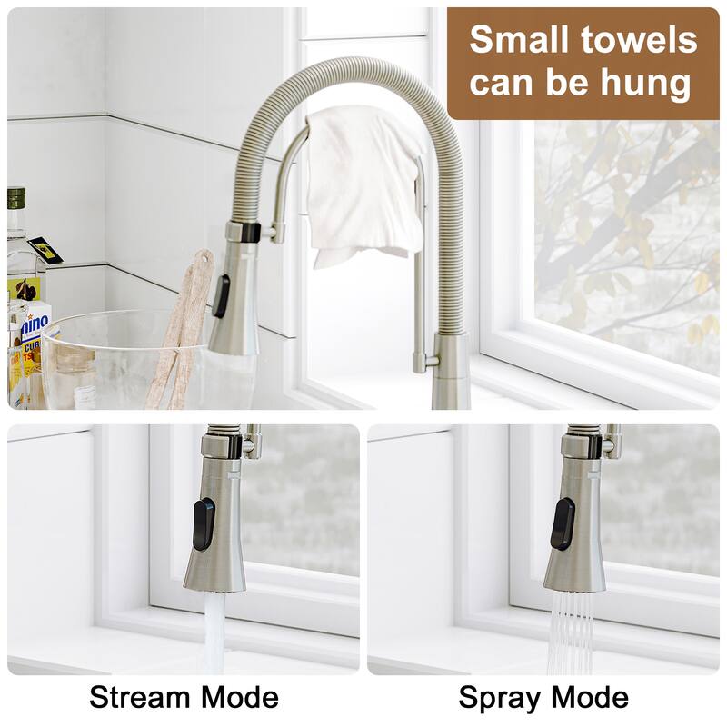 Spring Kitchen Sink Faucet with Detachable Towel Rack, Kitchen Faucet for Kitchen Sink