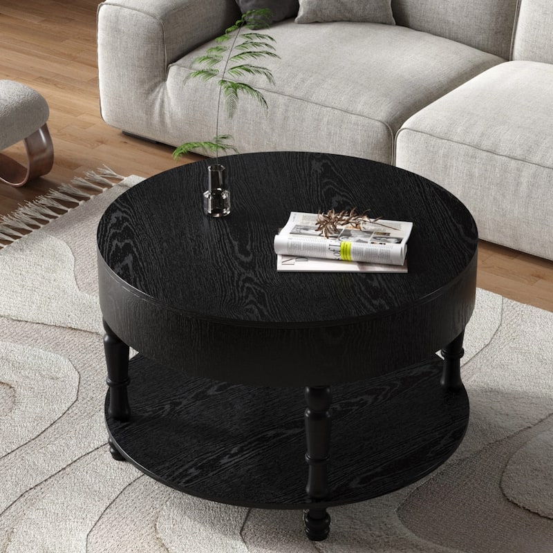 31.5" Round Coffee Table with Dual Storage - Modern Lift-Top Design, Adjustable Feet, Easy Assembly