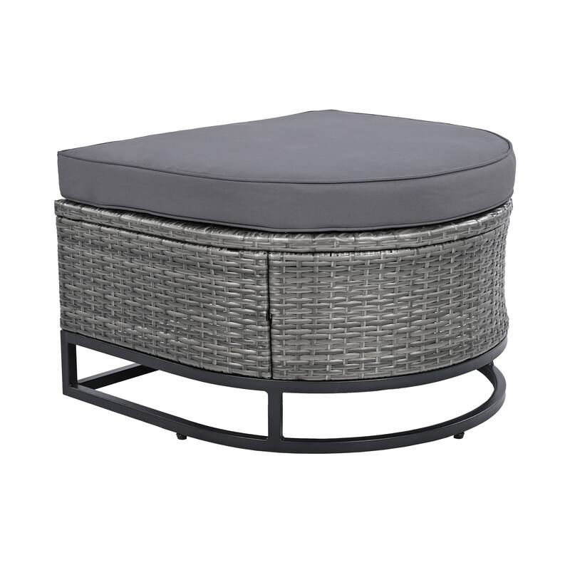 7-Piece Outdoor Wicker Sectional Sofa Set, All-Weather Patio Rattan Furniture Set with Coffee Table and Pillows