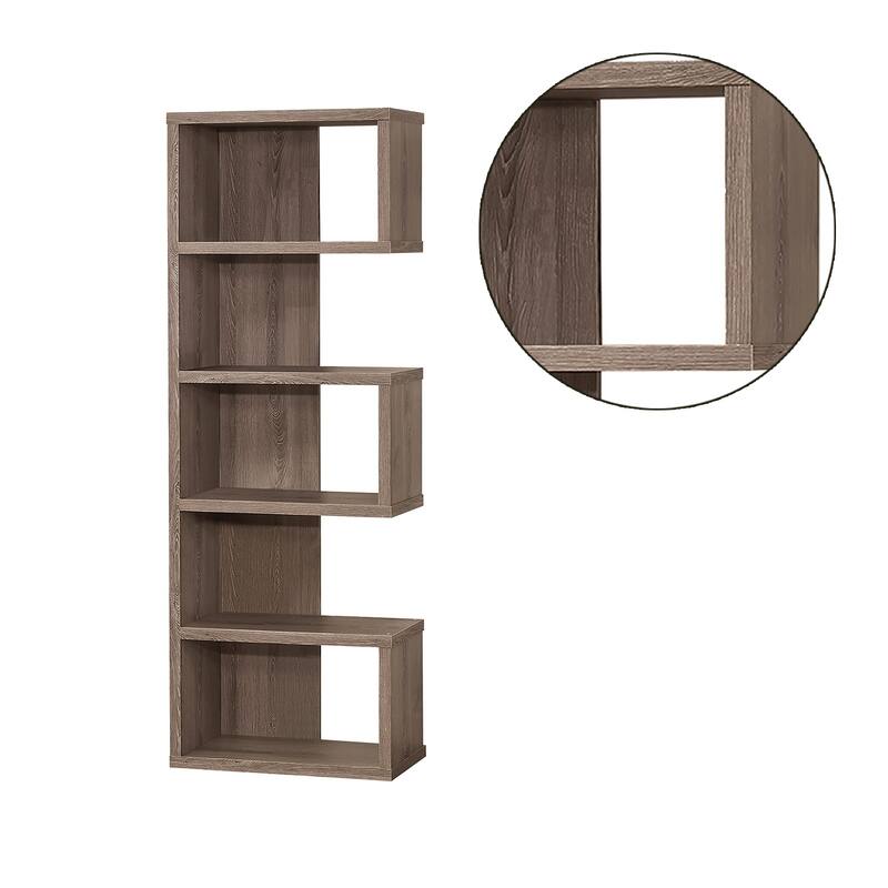 Contemporary Semi-Backless Bookcase in Weathered Grey