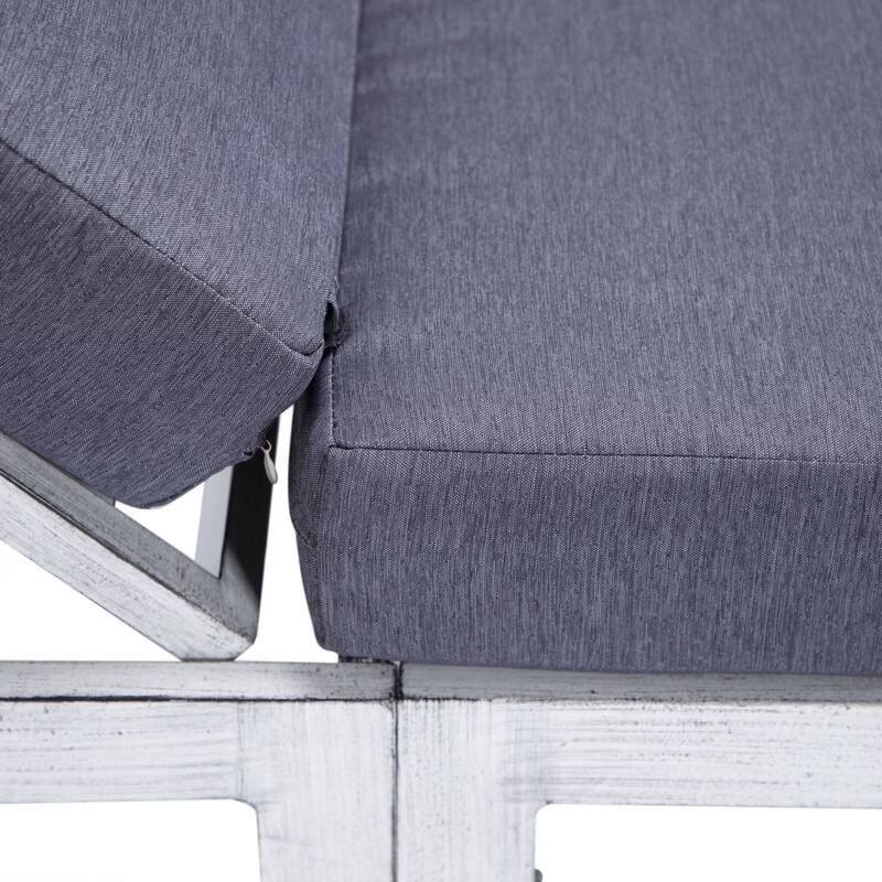 Chelsea Adjustable Chaise Lounge Chair with Weathered Grey Powder-Coated Aluminum Frame and Removable Cushions (Set of 2)