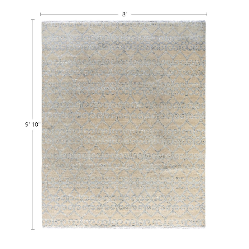 Modern One-of-a-Kind Handmade Area Rug - Beige, 8' 0" x 9' 10" - 8' 0" x 9' 10"