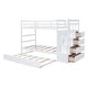 preview thumbnail 22 of 40, Twin Over Twin Bunk Bed with Trundle Bed, Staircase and 4 Storage Drawers, Solid Wood Bunk Beds with Stairs and Guardrail