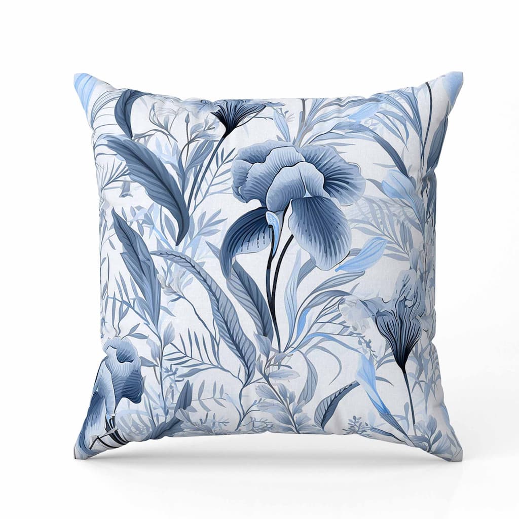 Breezy Buds Faux Suede Reversible Throw Pillow Blue and Grey