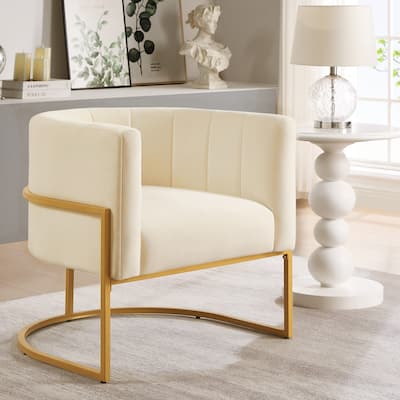 Modern Velvet Upholstered Arm Chair with Curve Backrest - 25.75 x 28.25 x 28.5