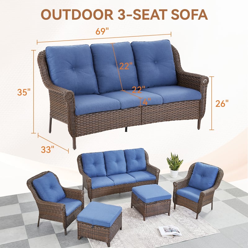 Patio Furniture Outdoor Couch 3 Seater Sofa