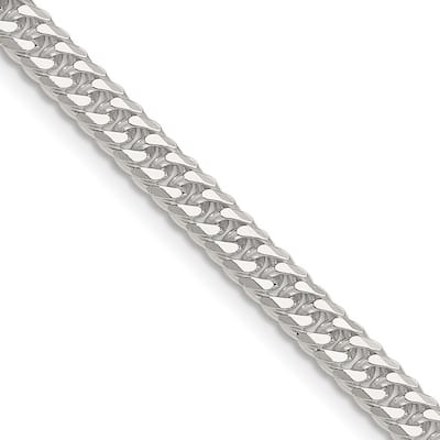 Curata 925 Sterling Silver 4.8mm Double Beveled Curb Chain Necklace for Men