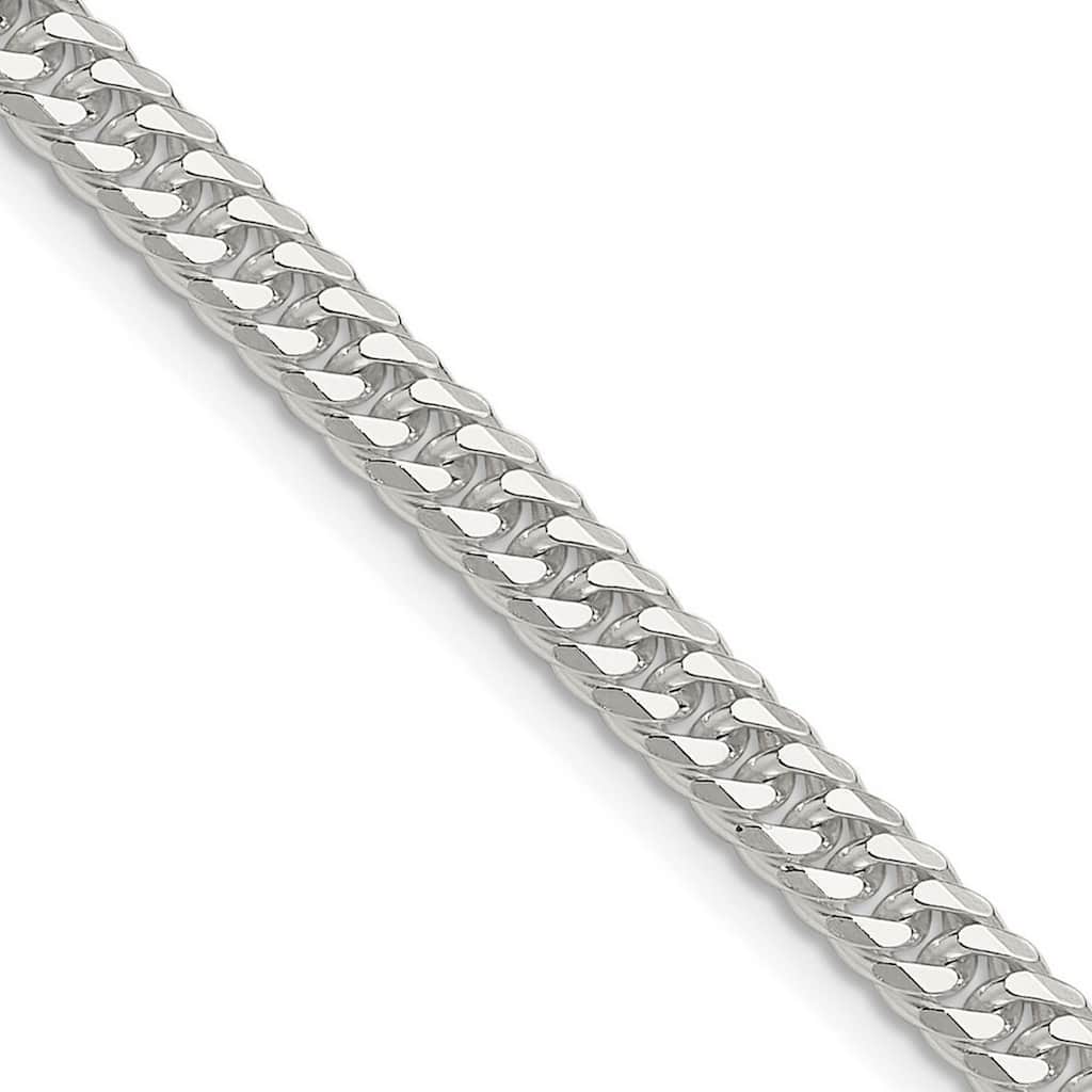 Curata 925 Sterling Silver 4.8mm Double Beveled Curb Chain Necklace for Men