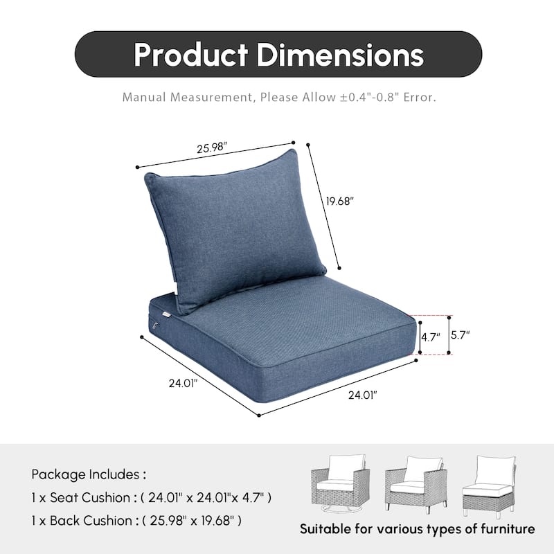XIZZI Outdoor Seat Back Cushion Set Plush Comfort for Patio Furniture