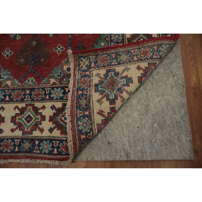 Hand Knotted Oriental 100% Wool Carpet Traditional Geometric Red Kazak Area Rug - 5' 9'' X 3' 10''
