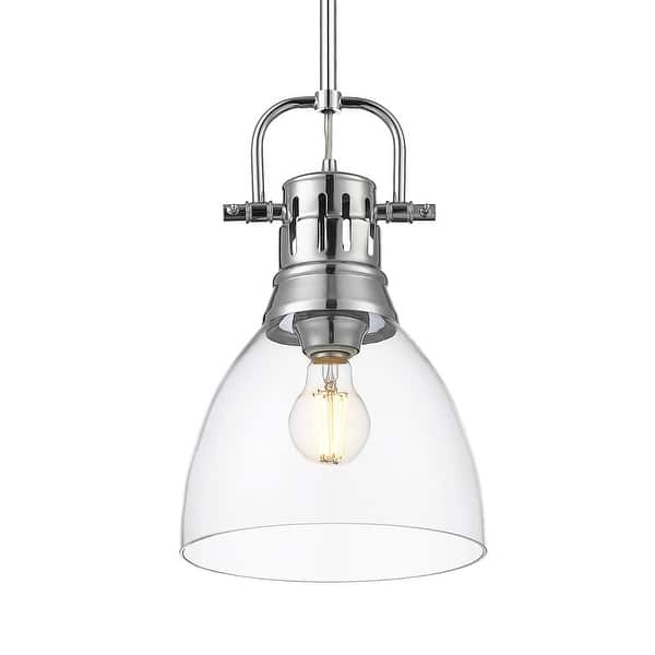 slide 2 of 2, Yep by Golden Lighting Duncan 1-light 9in rod hung Pendant in Chrome and Clear Glass