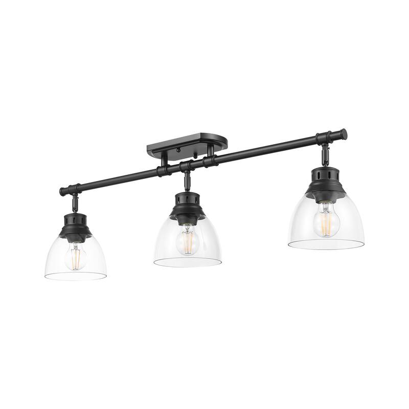 Yep by Golden Lighting Duncan 3-light Semi-Flush Mount in Matte Black and Clear Glass - Matte Black - 3-Light Semi-flush