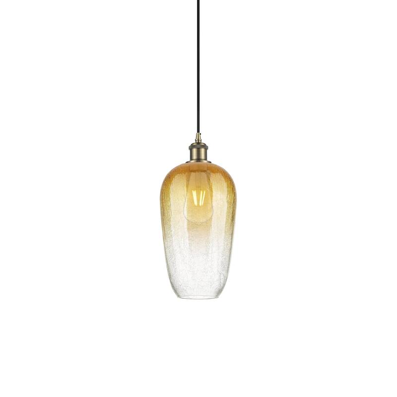 Innovations Lighting 516-1P-15-7 Brookhaven Flute Pendant Brookhaven - Antique Brass / Amber