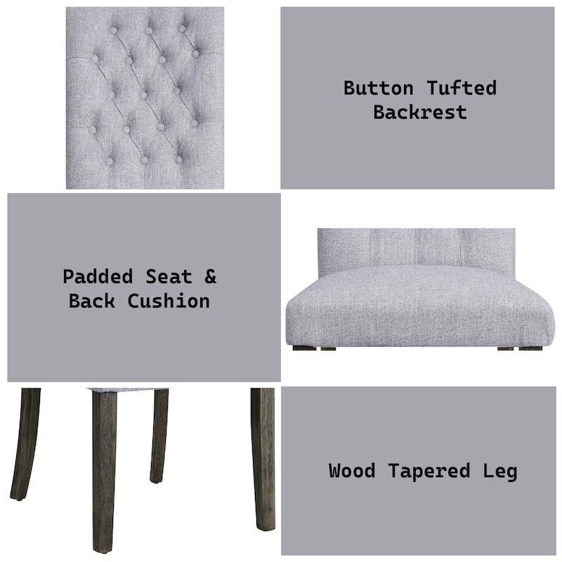 Merel Gray Linen & Gray Oak Finish Side Chair (Set of 2)
