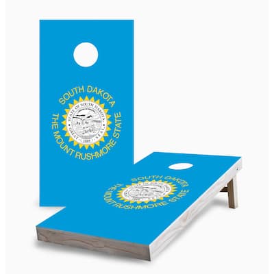 South Dakota State Flag Corn Hole Board Set w Case & Lights