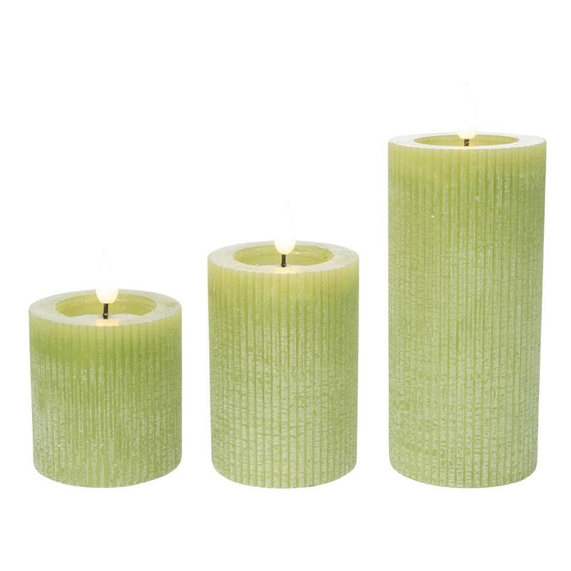 Transpac LED Wax Green Candles Set of 3 Home Decorations Spring