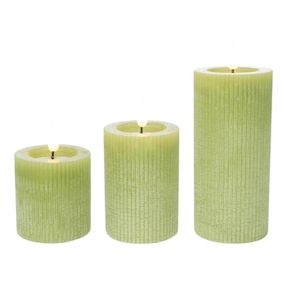 Transpac LED Wax Green Candles Set of 3 Home Decorations Spring