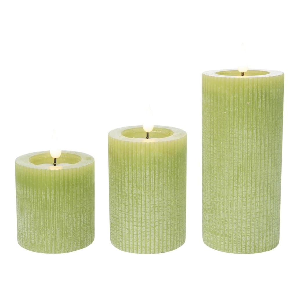 Transpac LED Wax Green Candles Set of 3 Home Decorations Spring
