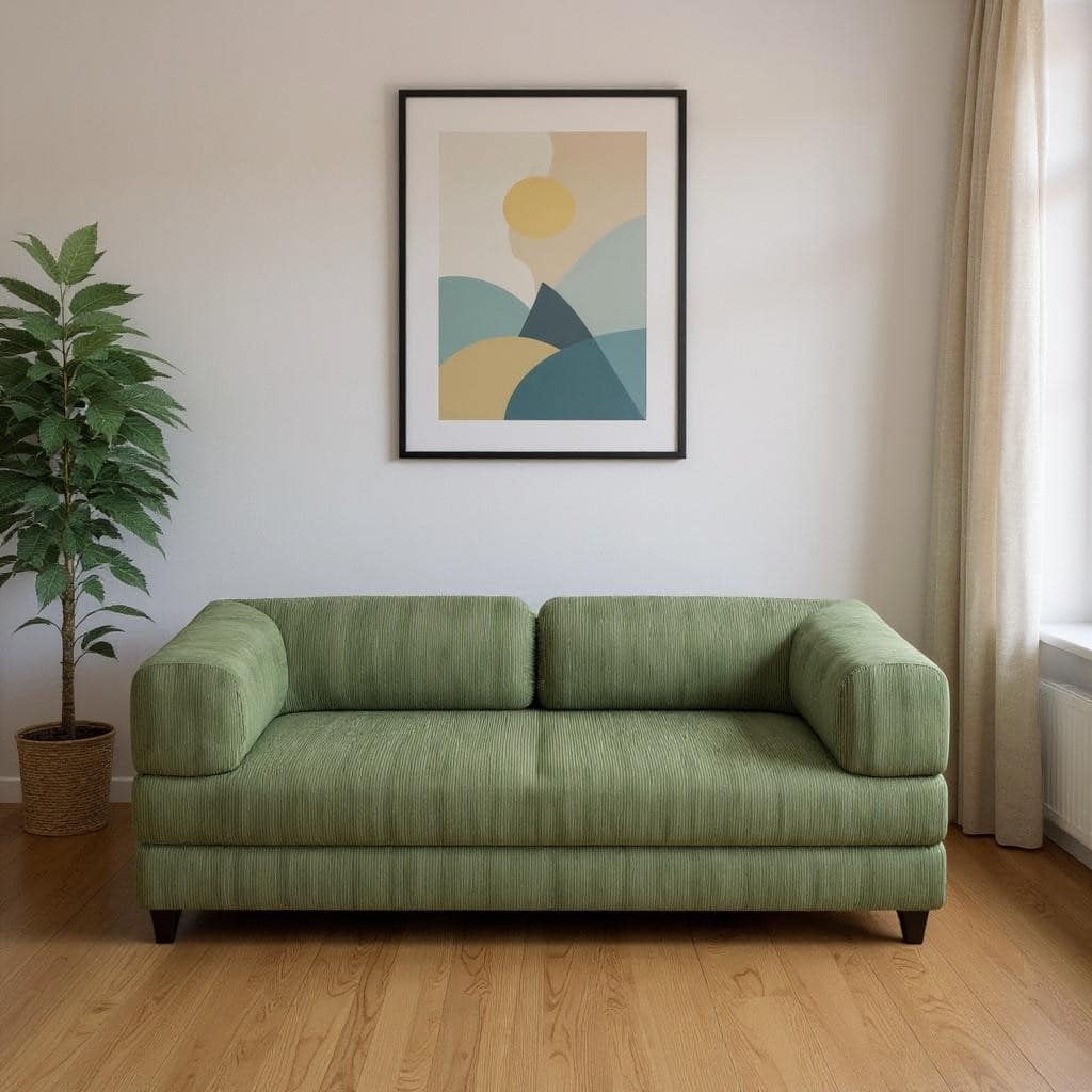 HomeRoots 82" Green Corduroy Modular Stainless Steel Sofa