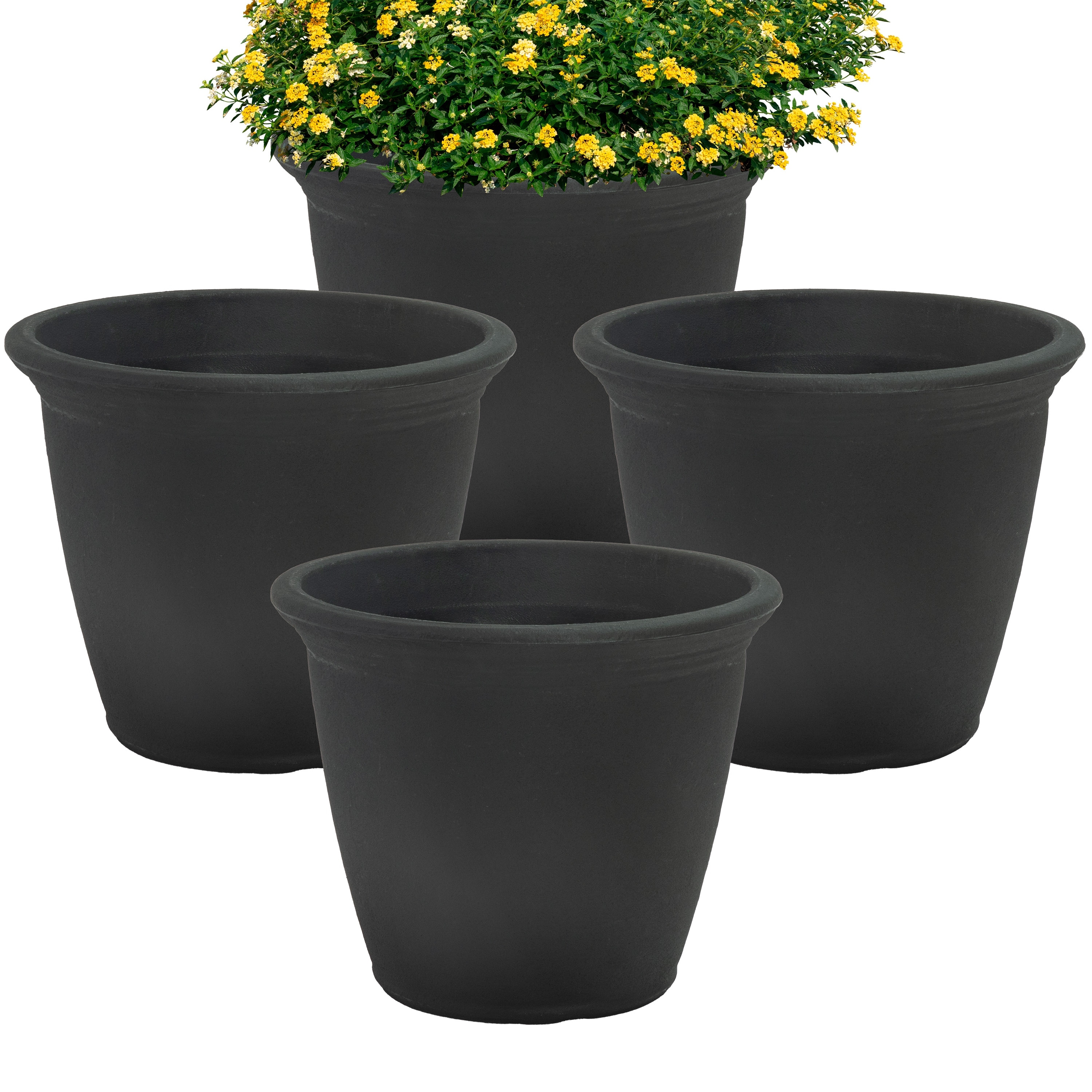 Sunnydaze Anjelica Outdoor Double-Walled Flower Pot Planter - 15.25" - 4-PK