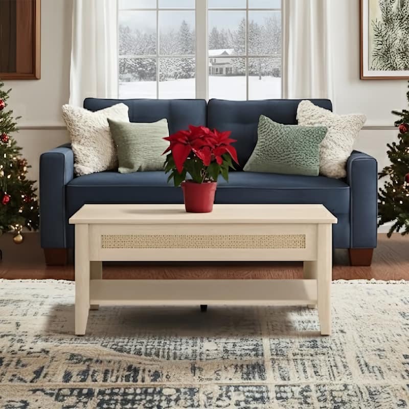 Chelsea Square Lennox Lift-Top Rattan Coffee Table - 19x16 - Natural