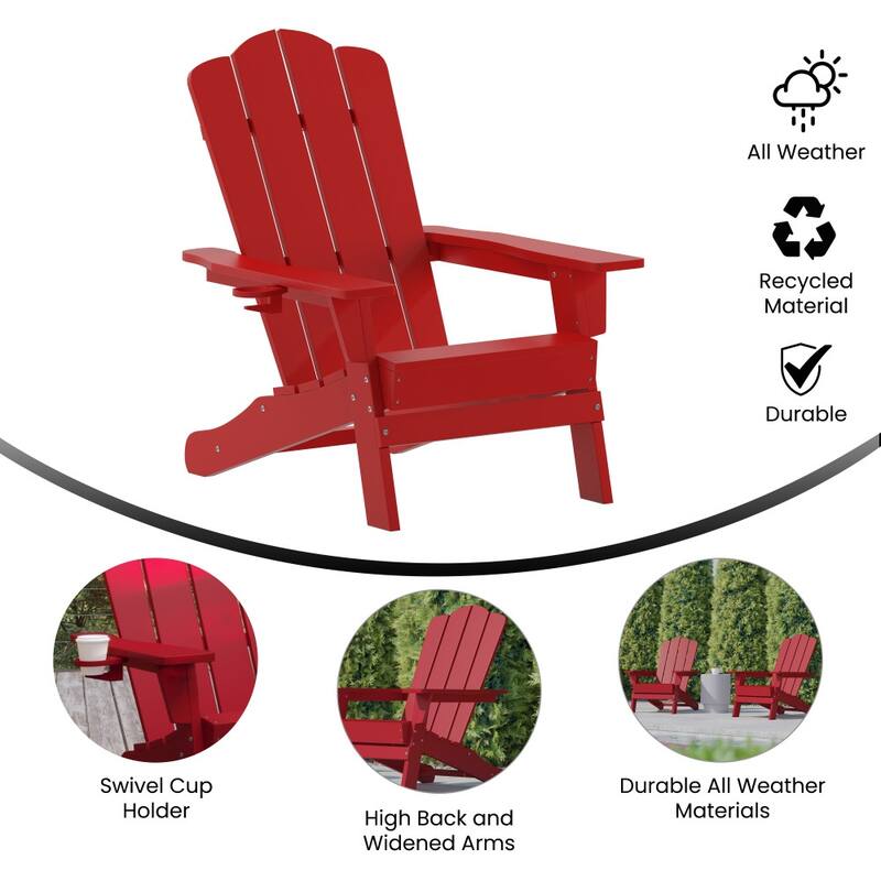 Commercial Grade All-Weather Adirondack Chair with Swiveling Cupholder