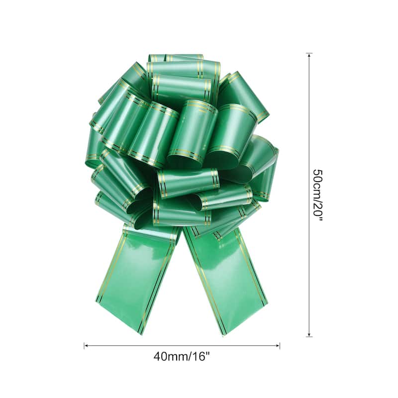 12 Inch Giant Large Pull Bow Big Metallic Car Bows Ribbon w Gold Edge - Dark Green - 16 Inch