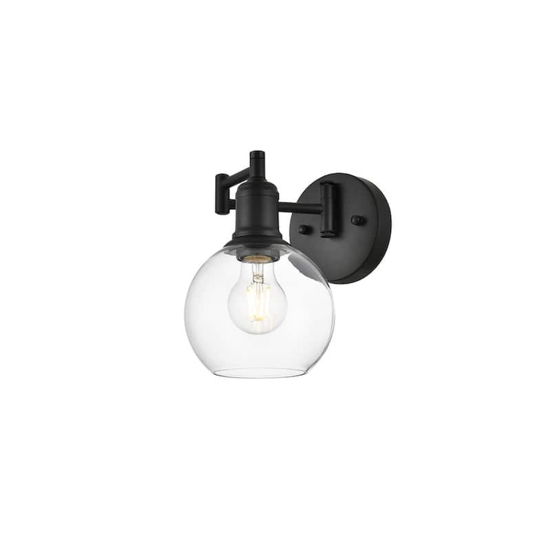Dabe 1 Light Black and Clear Swing Arm Wall Sconce