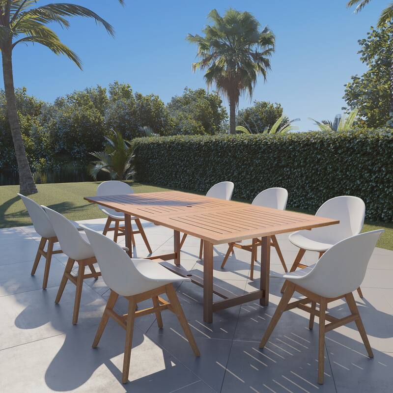 Amazonia Bonita White 9-piece Extendable Rectangular Patio Dining Set - White Side Chairs