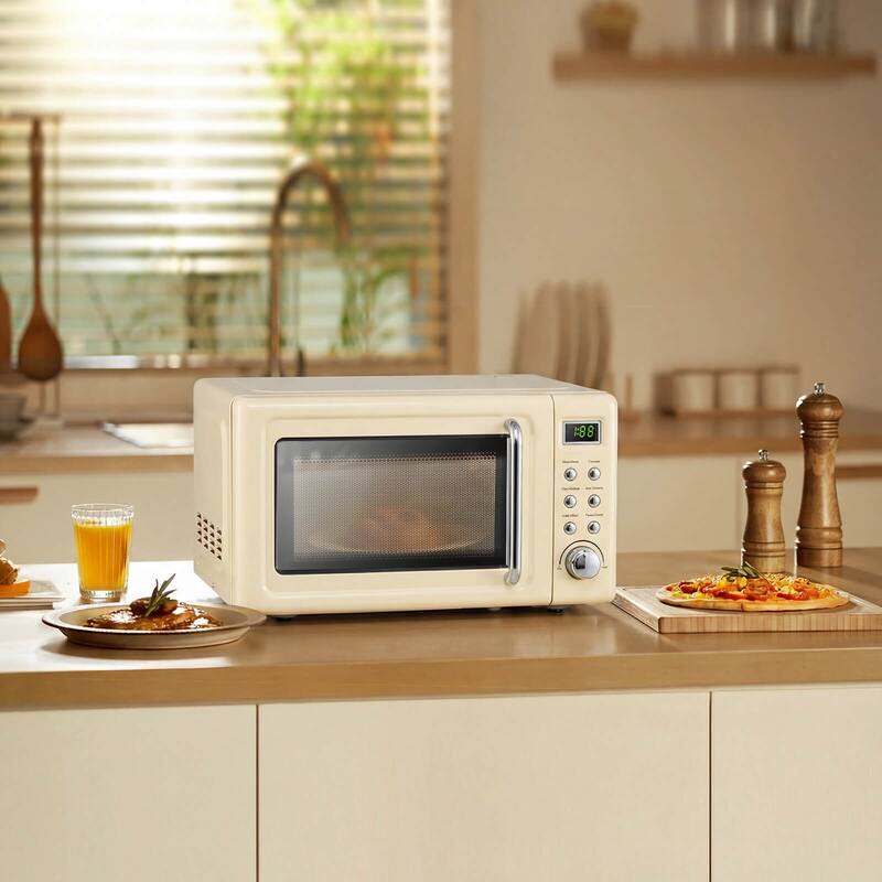 Costway 0.7Cu.ft Retro Countertop Microwave Oven 700W LED Display - See details