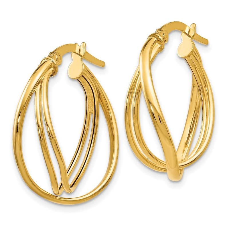 Curata 14k Yellow Gold Polished Twist 21x10mm Wide Oval Hoop Earrings