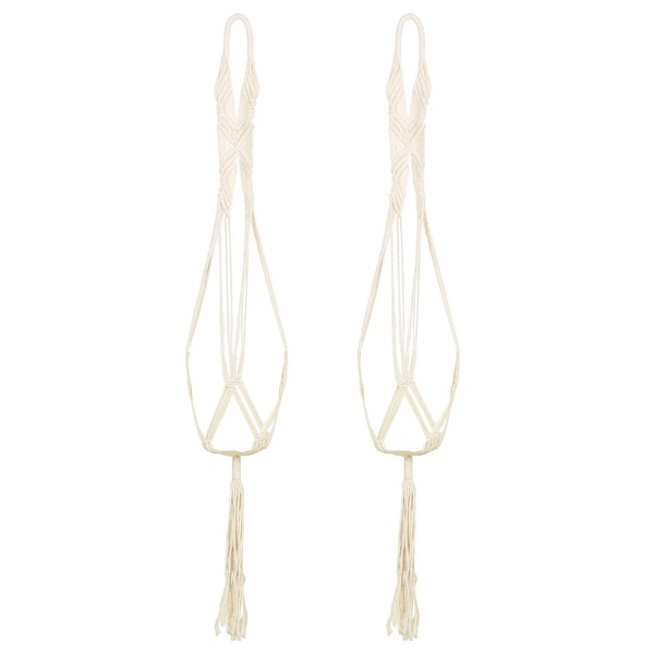 2 Pcs Macrame Plant Hanger Holder Wall-mounted Cotton Rope 39.4"Length - Beige - 39.4"Len. Opens flyout.