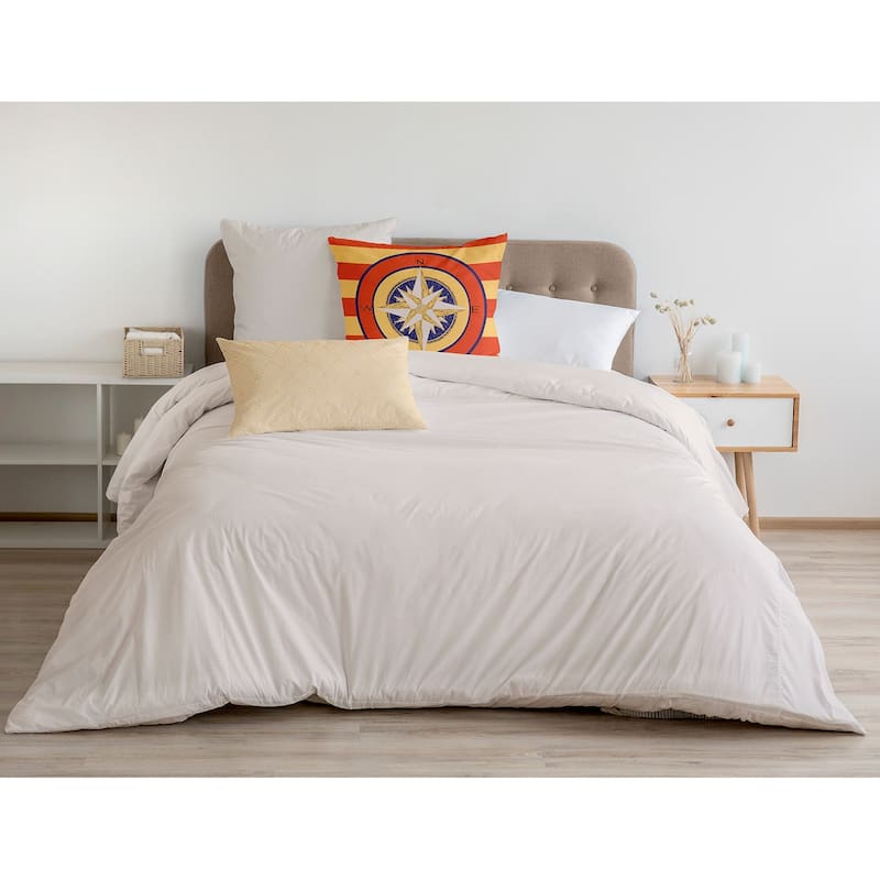 Compass on Stripes Decorative Throw Pillow