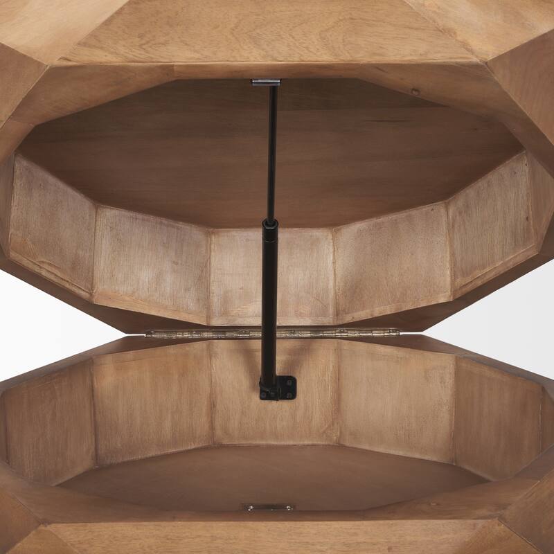 Arreto Black Solid Wood Hexagonal Coffee Table With Storage