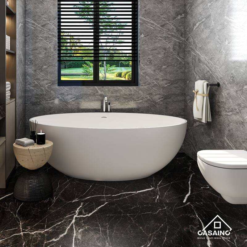67 in. Composite Flatbottom Non-whirlpool Bathtub in White