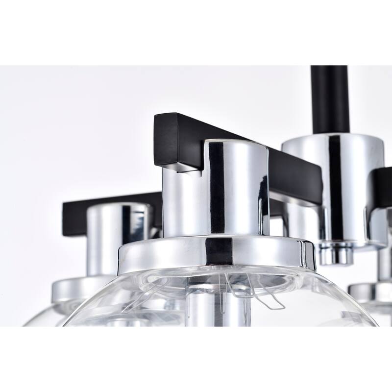 Hersilia Semi Flush Mount Ceiling Light Modern-Globe Style Chrome Polished and Matte Black Finish 4-Light - N/A