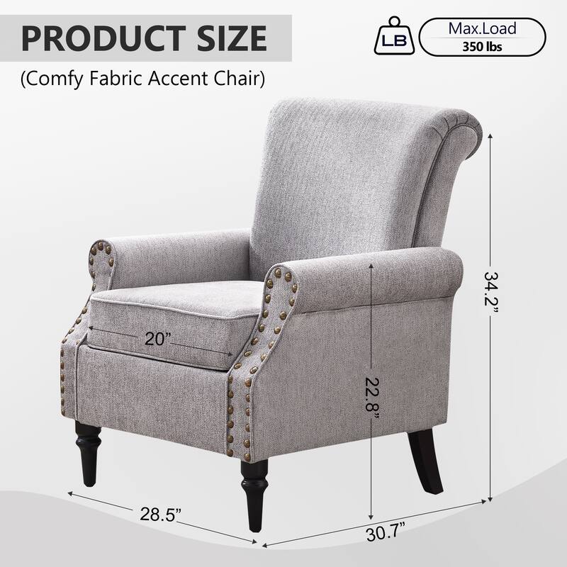 Classic Upholstered Accent Chair Set of 2