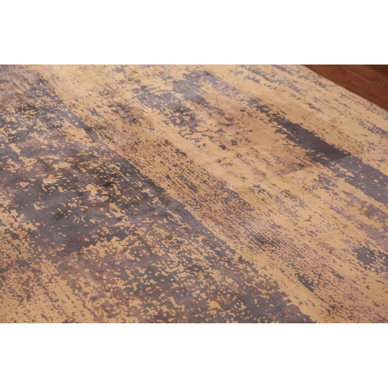 Contemporary Abstract Indian Rug Hand-Knotted Bedroom Wool Carpet - 6'6"x 9'4"