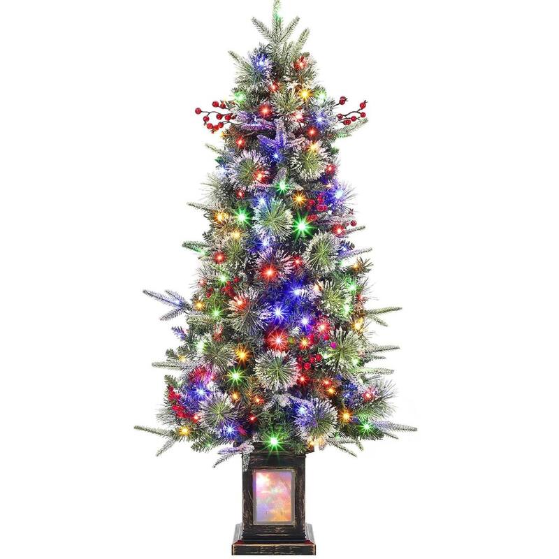 4.5 Foot Christmas Tree with Snowflake Berries for Living Room, Office - Green 1 pcs