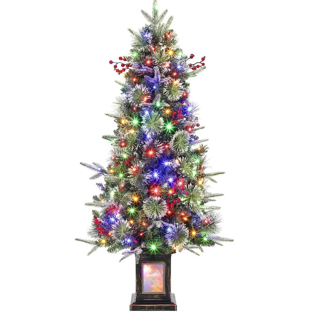 4.5 Foot Christmas Tree with Snowflake Berries for Living Room, Office