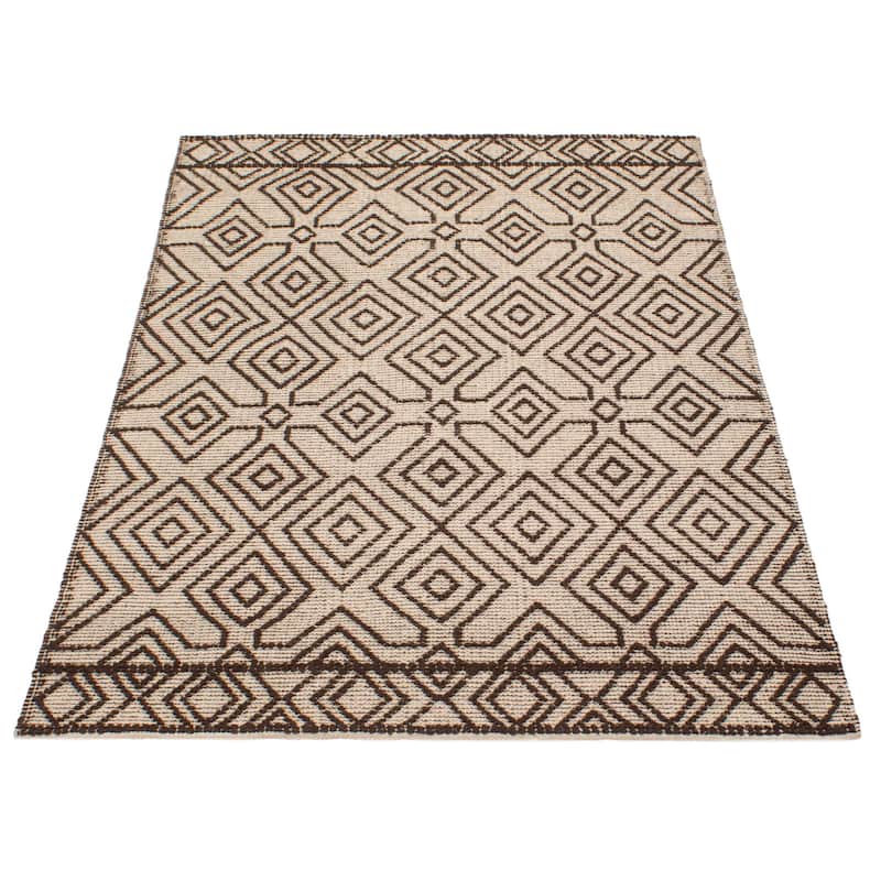 ECARPETGALLERY Braid weave Sienna Brown Wool Rug - 5'1 x 7'11