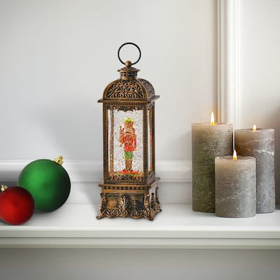 11.5" LED Battery Operated Timer Nutcracker Lantern With USB charging