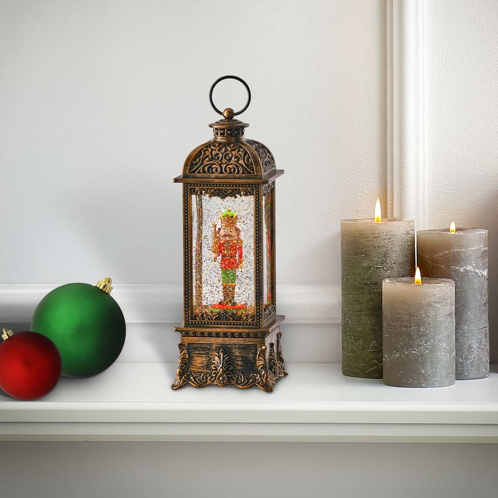 11.5" LED Battery Operated Timer Nutcracker Lantern With USB charging